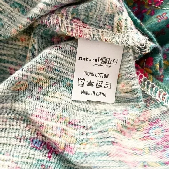 Naturallife Hangout Floral Cotton Midi Dress in Green M Oversized Pockets - Picture 9 of 9